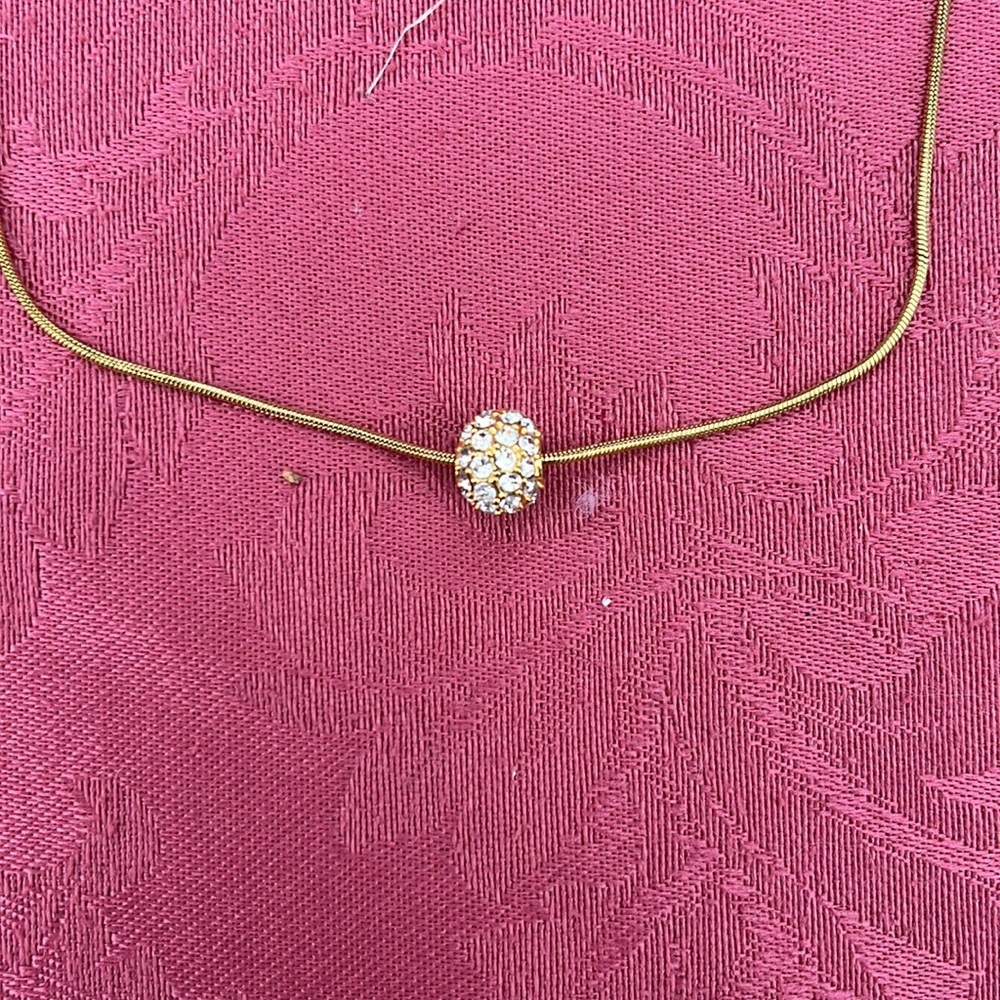 Gold Necklace with Rhinestone Bead - Picture 2 of 3